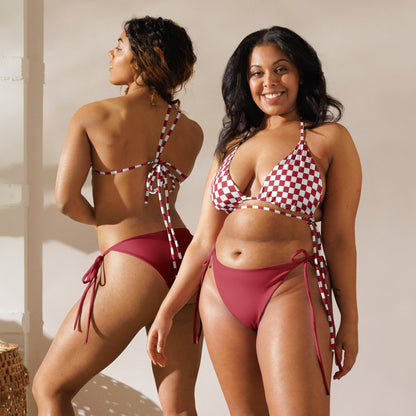 String Bikini Set | Checkered top | Red Dazz'Up Store