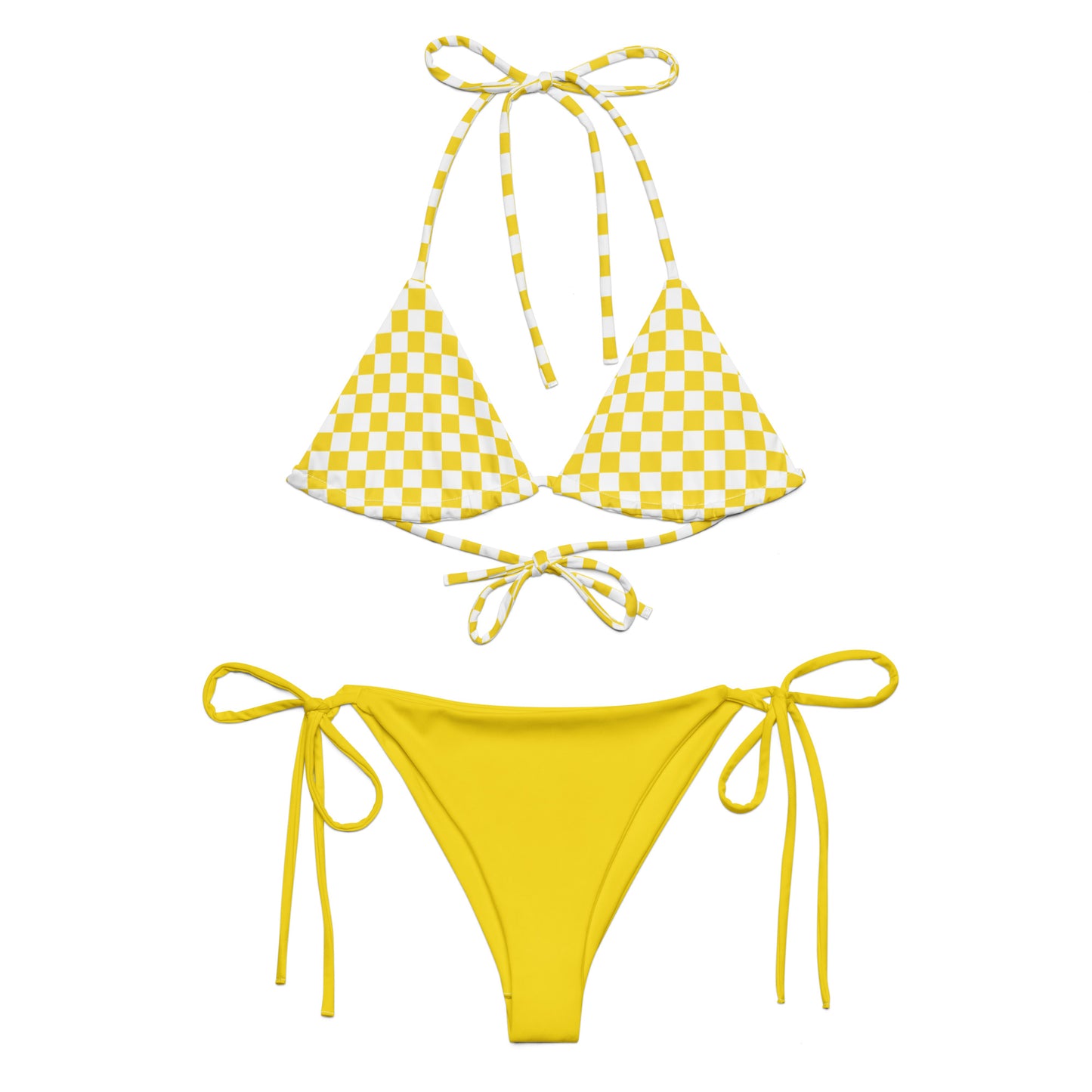 String Bikini Set | Checkered top | Yellow Dazz'Up Store