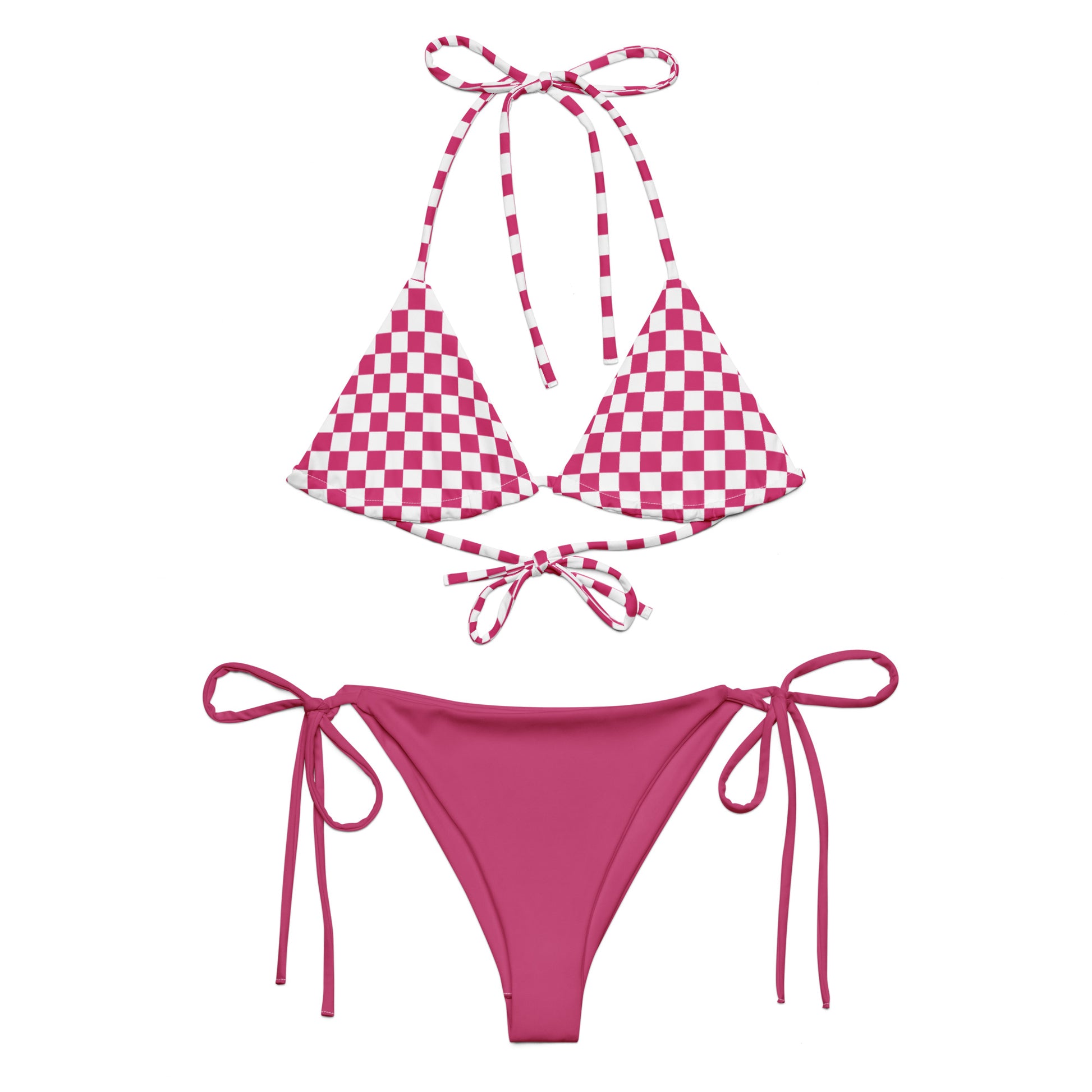 String Bikini Set | Checkered top | Pink Dazz'Up Store