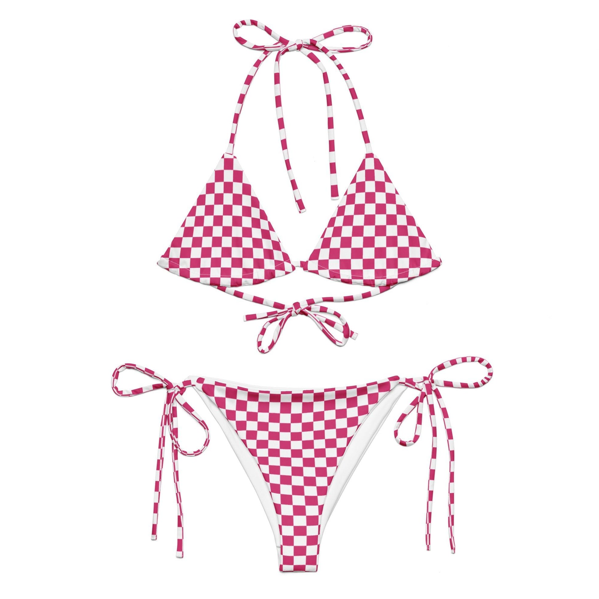 String Bikini Set | Checkered top | Pink Dazz'Up Store