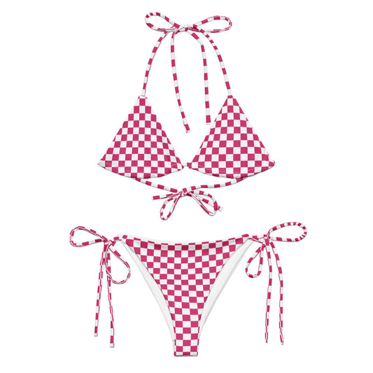 String Bikini Set | Checkered top | Pink Dazz'Up Store