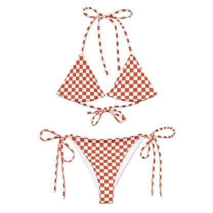 String Bikini Set | Checkered | Orange Dazz'Up Store