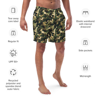 Camouflage Green Swim Shorts | Eco-Friendly Dazz'Up Store