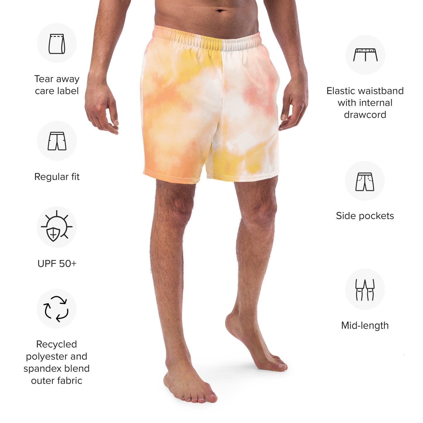 Eco-Friendly Swim Short | Peach Tie-Dye Dazz'Up Store