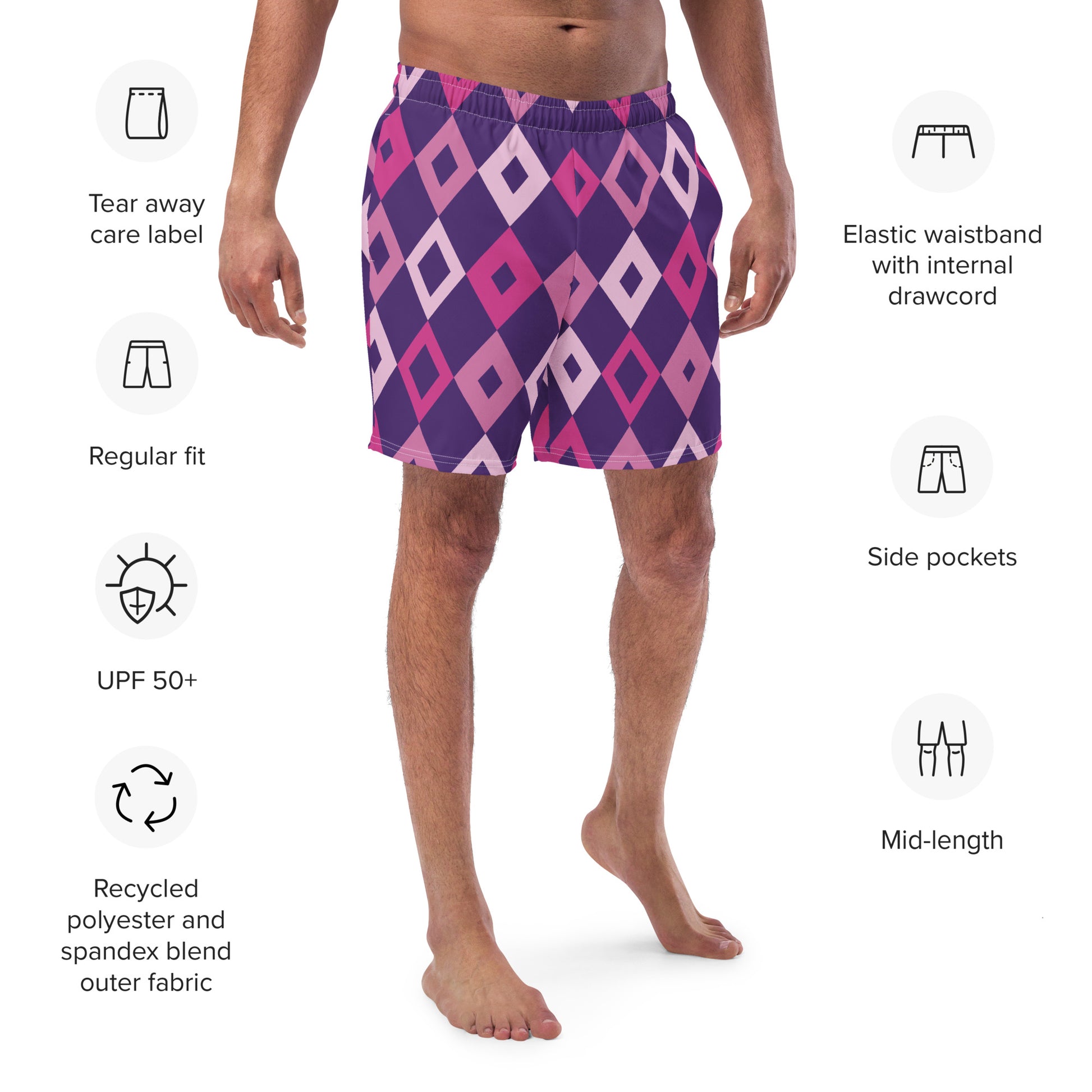 Swim Shorts | Purple rhombs Dazz'Up Store