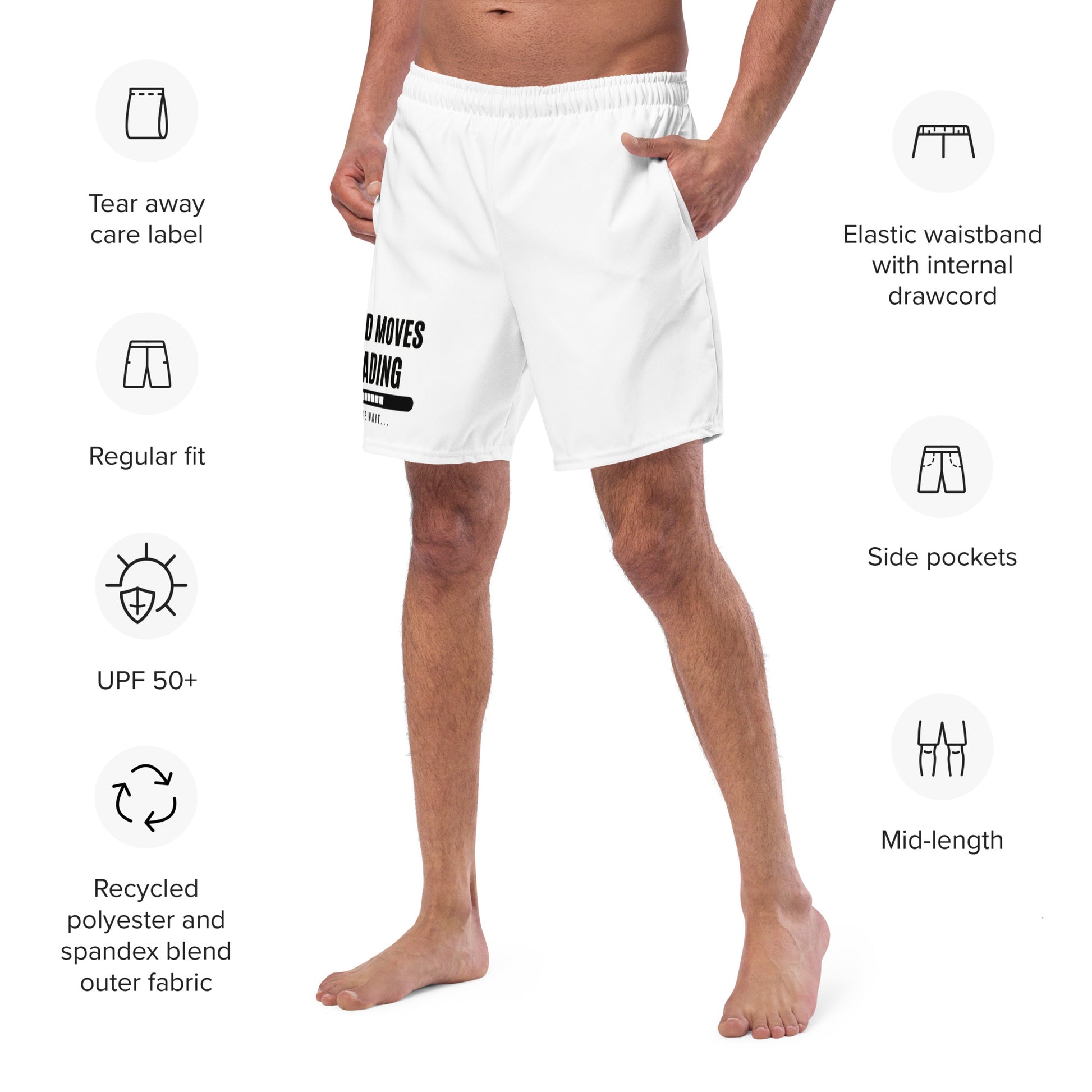 White Swim Short | Dad moves loading | Eco-Friendly - Dazz'Up Store