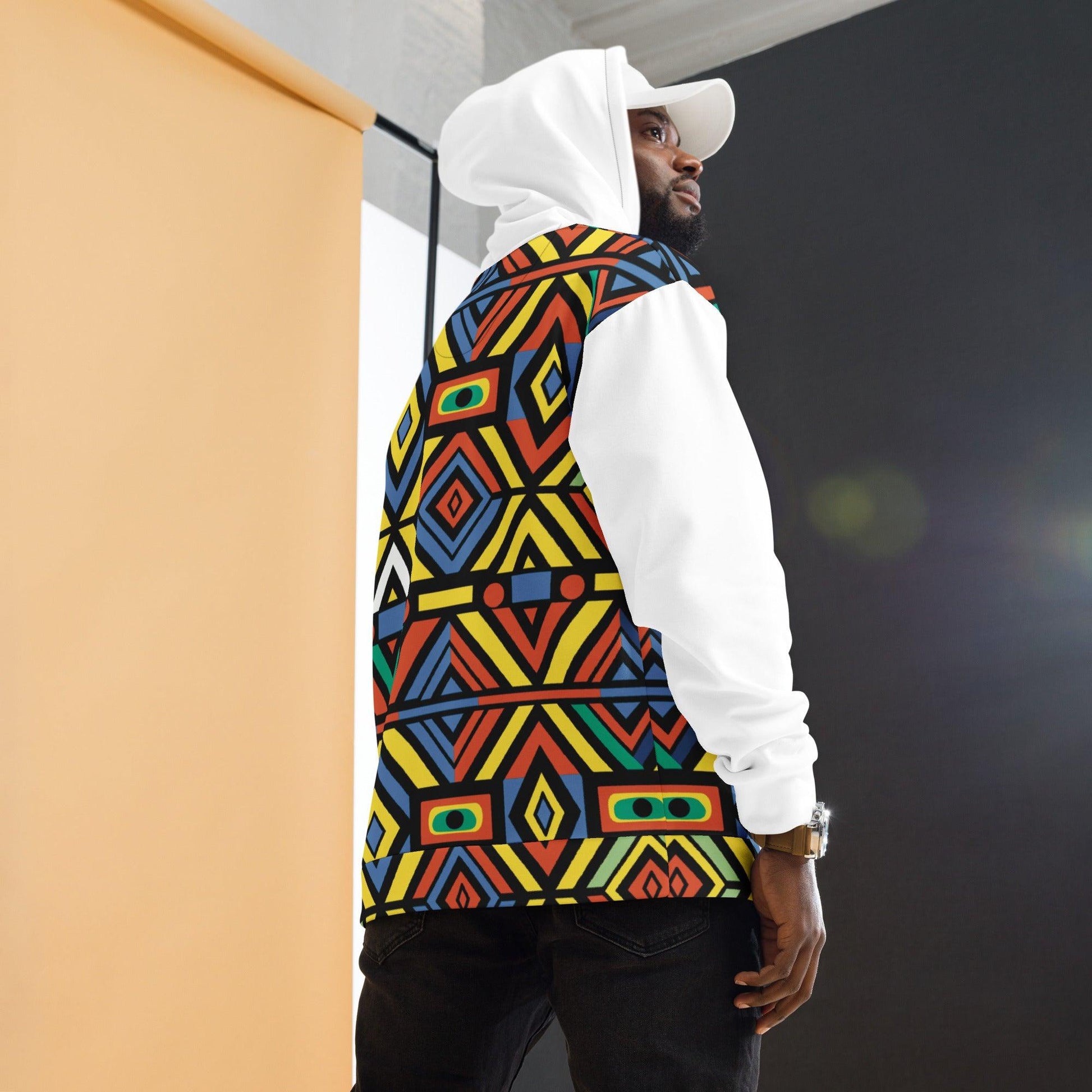 Unisex Hoodie | Afro Print Ndebele 3 | White Dazz'Up Store