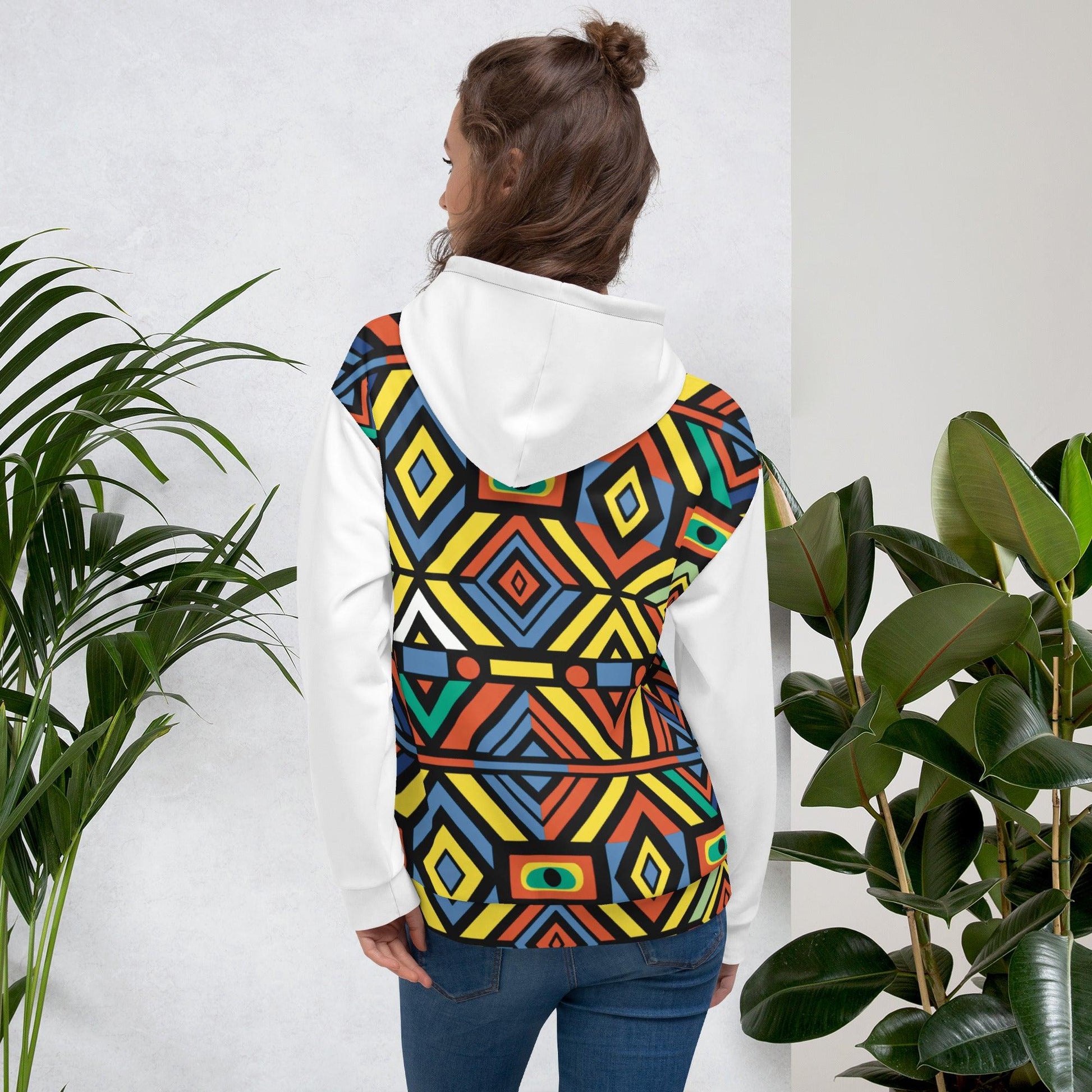 Unisex Hoodie | Afro Print Ndebele 3 | White Dazz'Up Store