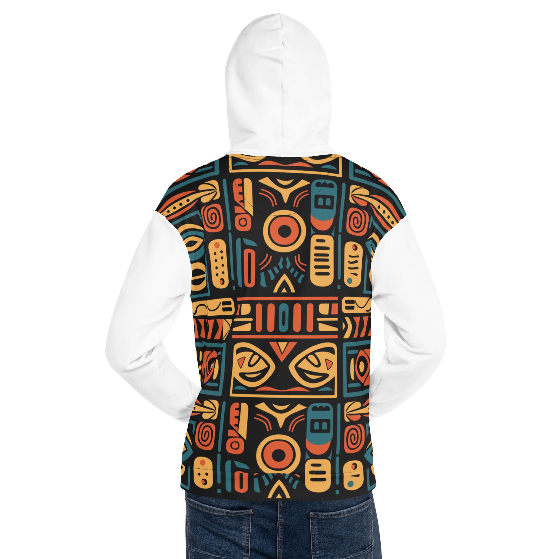 Unisex Hoodie | Afro Print Ndebele 4 | White Dazz'Up Store