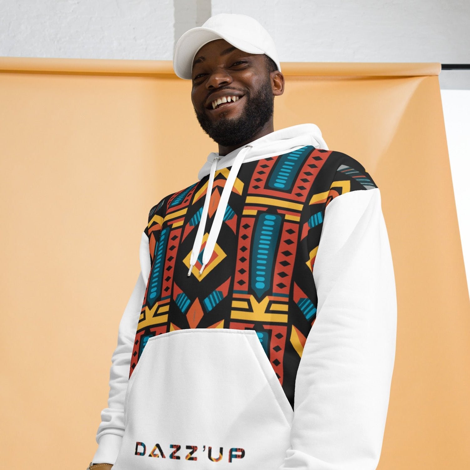 Unisex Hoodie | Ndebele Print | White Dazz'Up Store