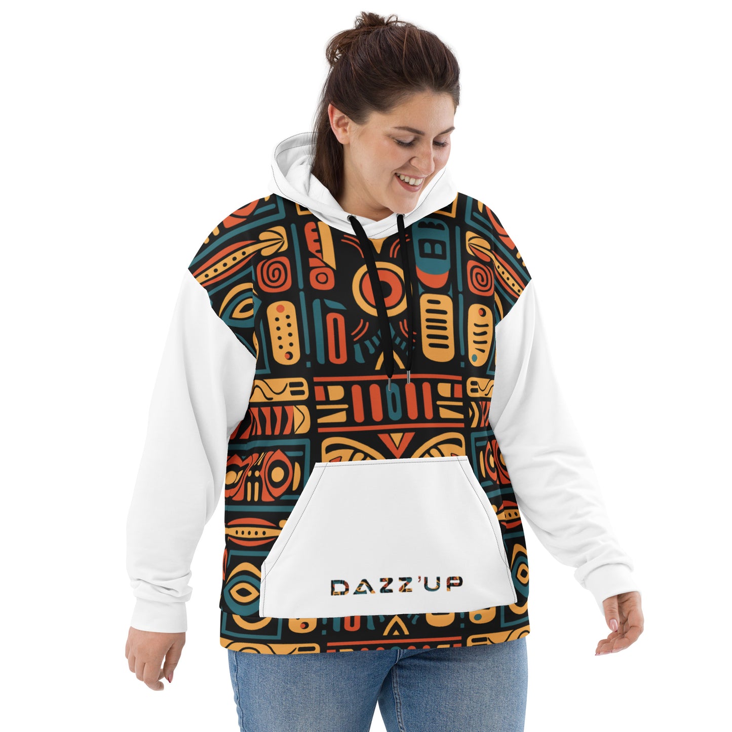 Unisex Hoodie | Afro Print Ndebele 4 | White Dazz'Up Store