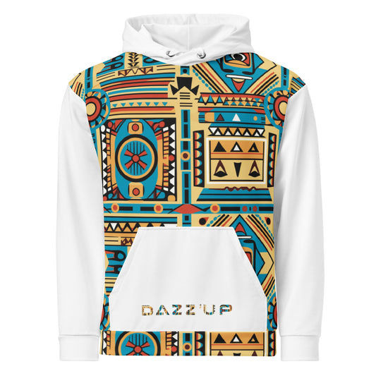 Unisex Hoodie | Afro Print Ndebele | White Dazz'Up Store