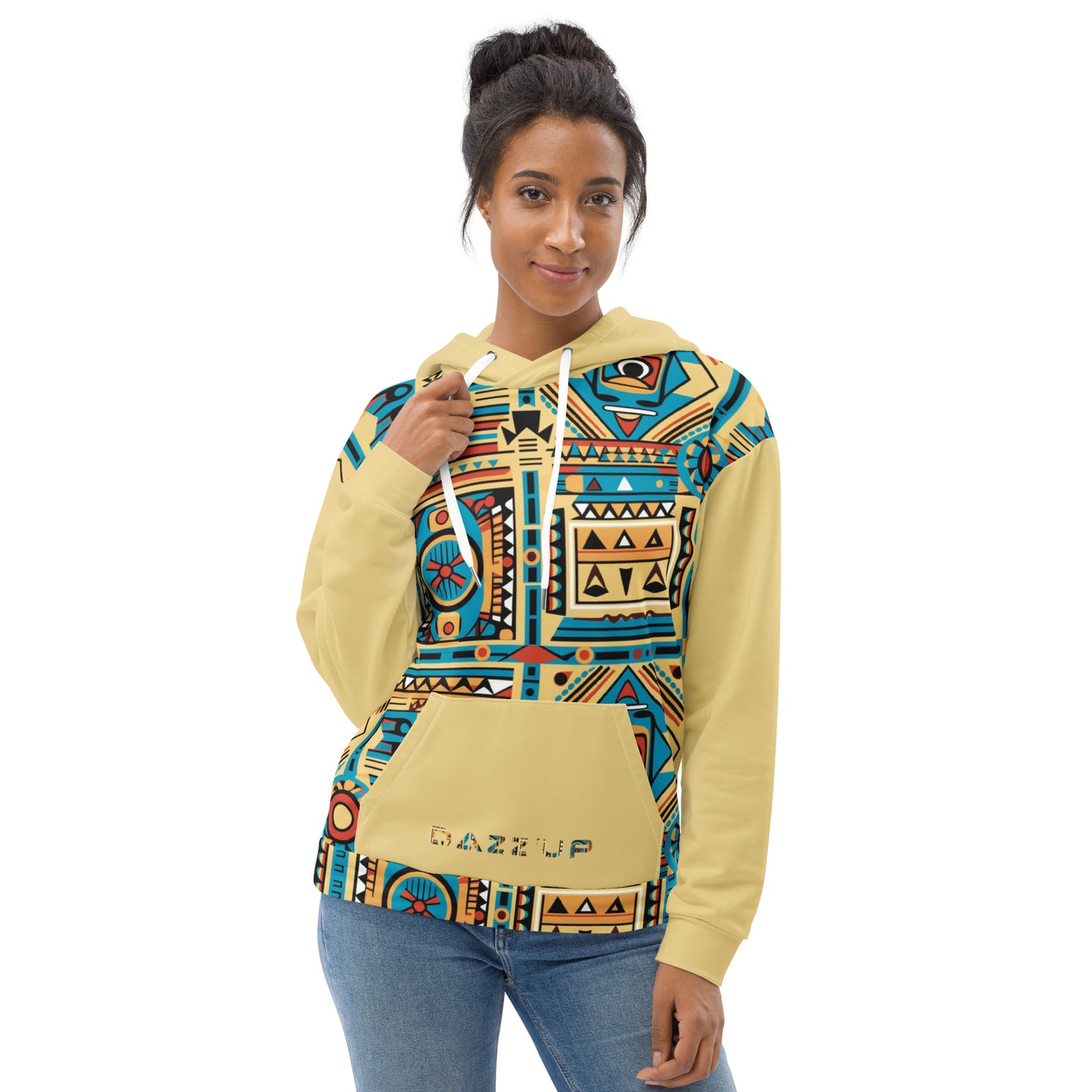 Unisex Hoodie | Afro Print Ndebele 4 | Light Yellow Sand Dazz'Up Store