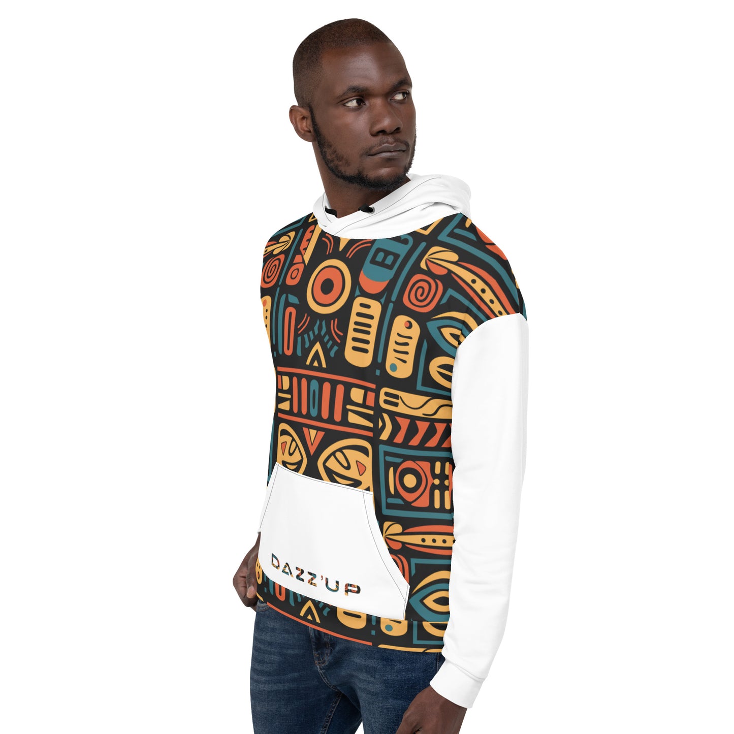 Unisex Hoodie | Afro Print Ndebele 4 | White Dazz'Up Store