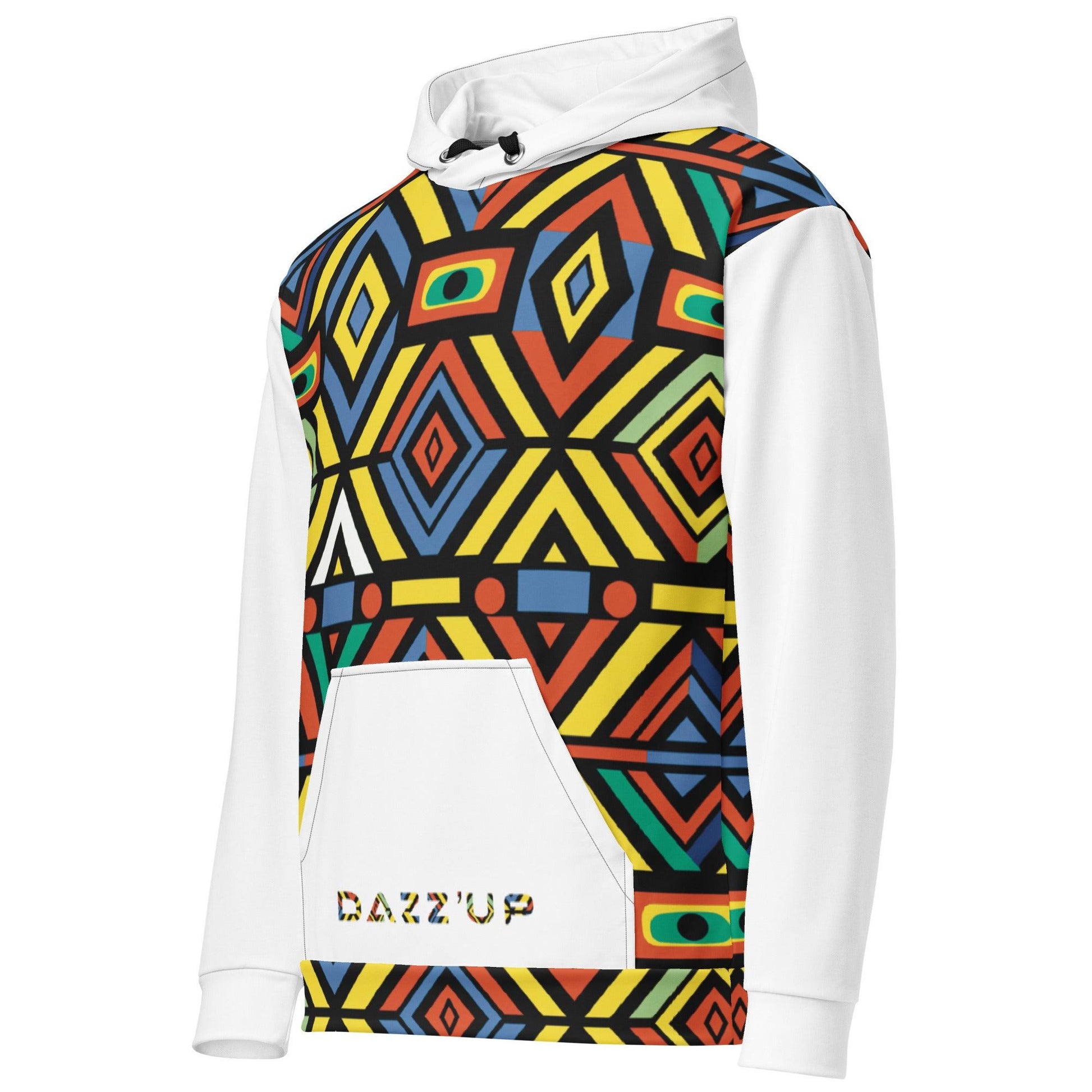 Unisex Hoodie | Afro Print Ndebele 3 | White Dazz'Up Store