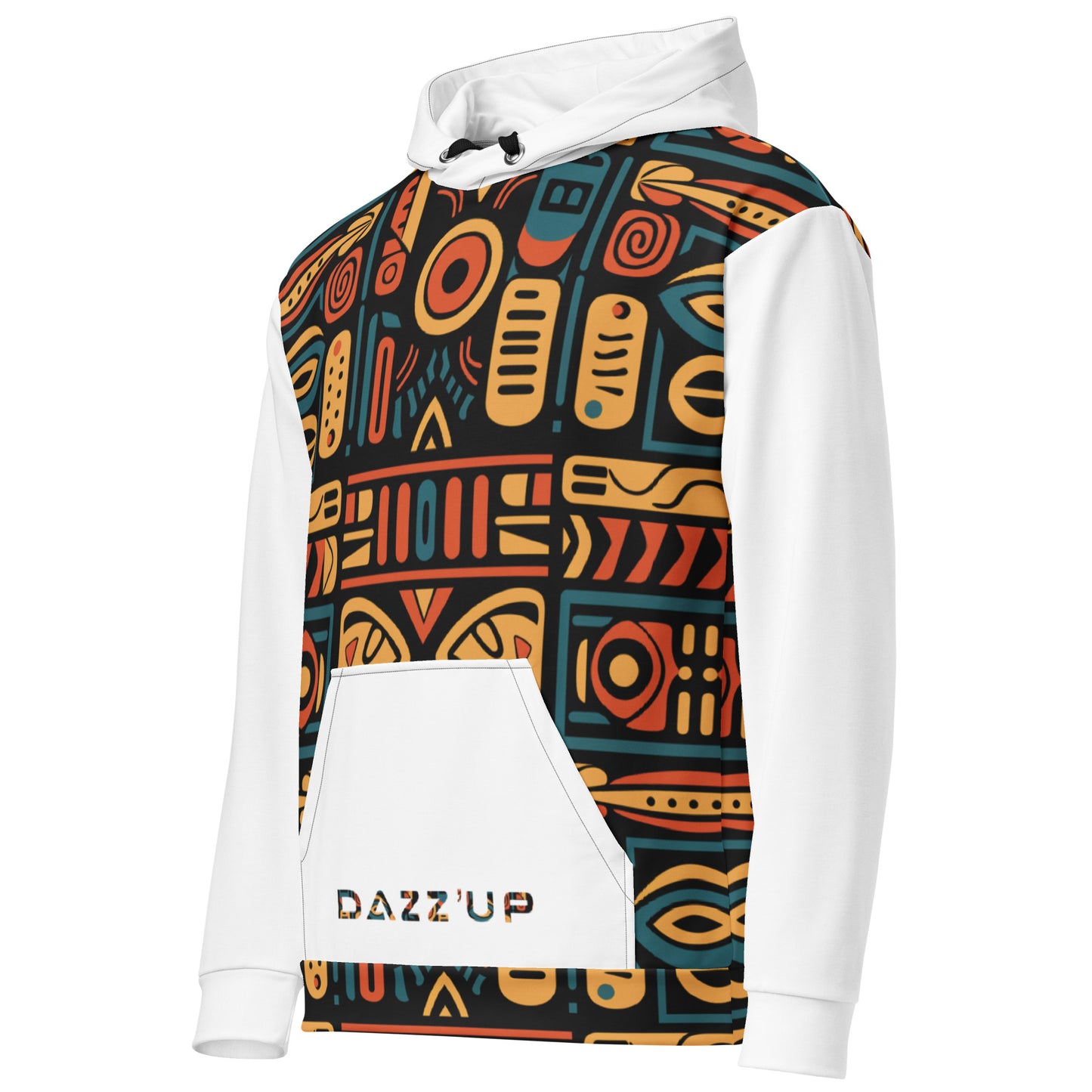 Unisex Hoodie | Afro Print Ndebele 4 | White Dazz'Up Store