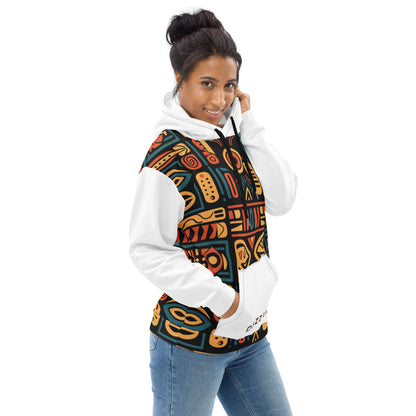 Unisex Hoodie | Afro Print Ndebele 4 | White Dazz'Up Store