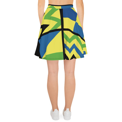 Skater Skirt | Afro Print Kente Yellow Blue Dazz'Up Store