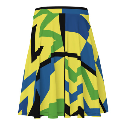 Skater Skirt | Afro Print Kente Yellow Blue Dazz'Up Store