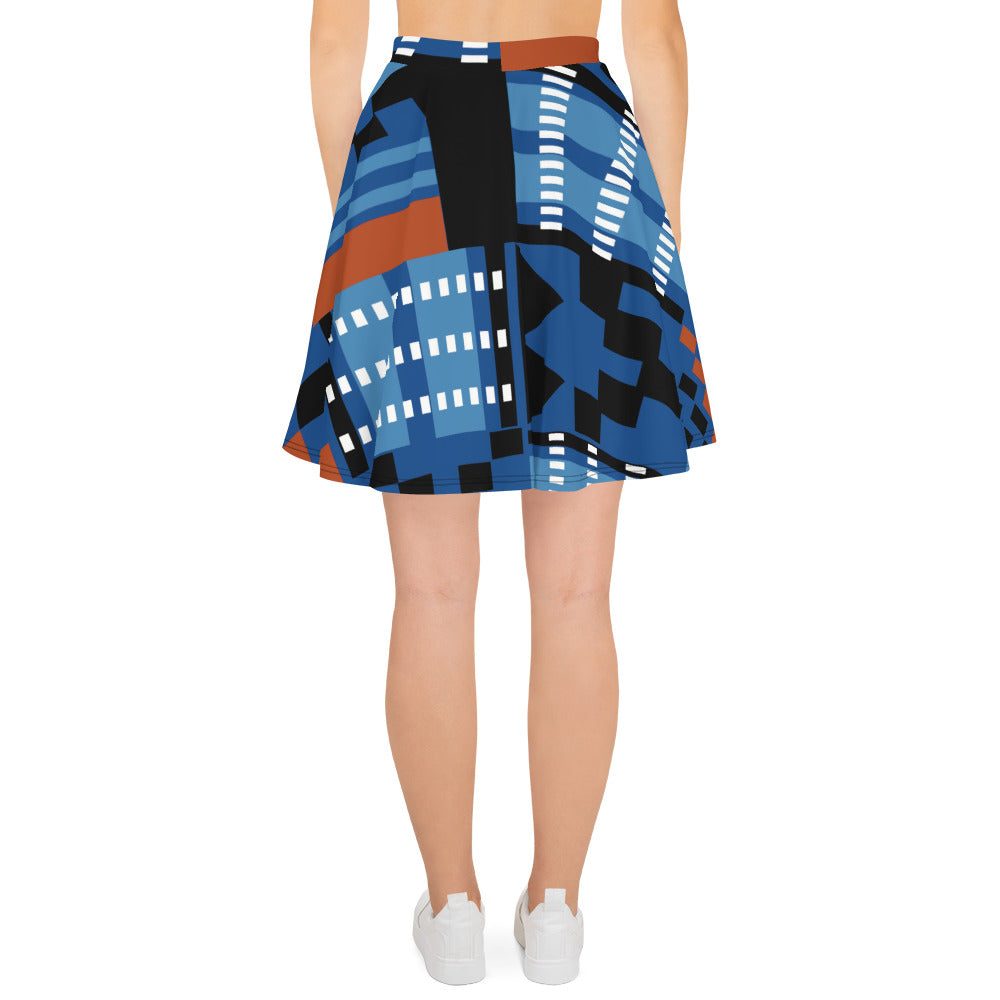 Skater Skirt | Afro print Kente Blue Dazz'Up Store