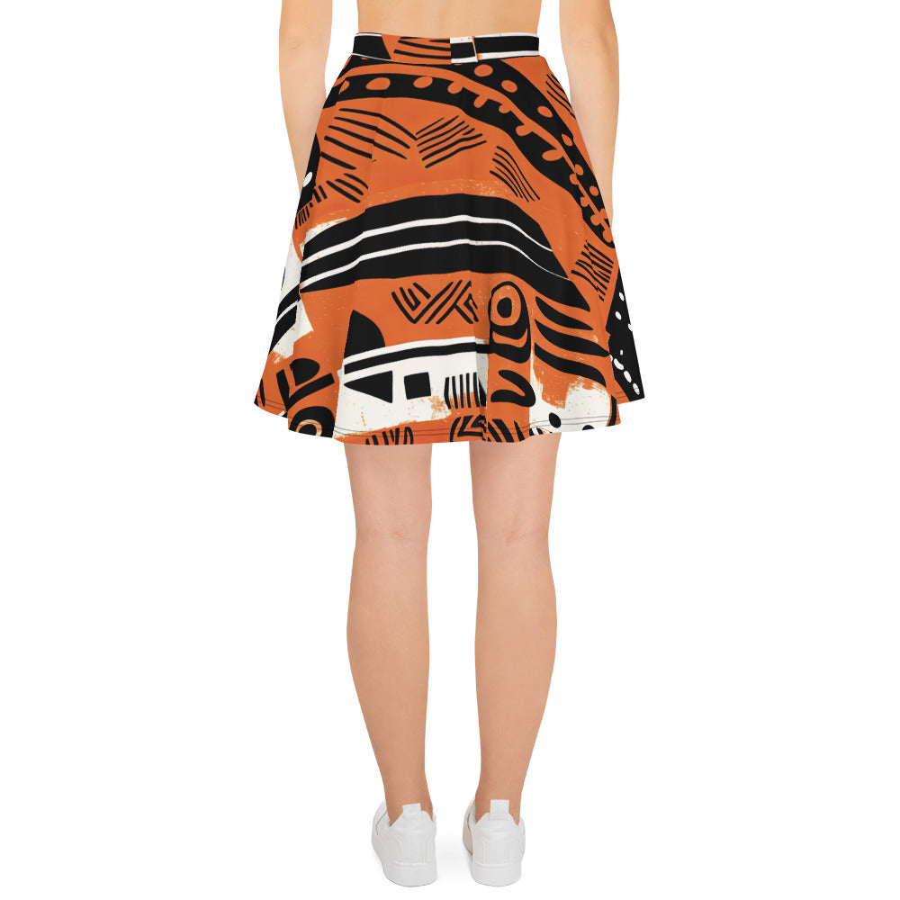 Skater Skirt | Afro Print Orange Dazz'Up Store