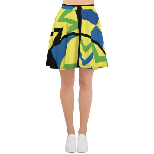 Skater Skirt | Afro Print Kente Yellow Blue Dazz'Up Store