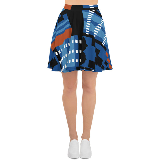 Skater Skirt | Afro print Kente Blue Dazz'Up Store