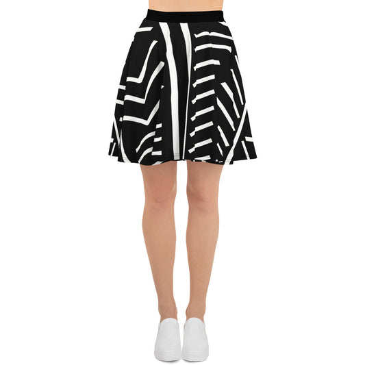 Skater Skirt | Afro Pattern Black & White Dazz'Up Store