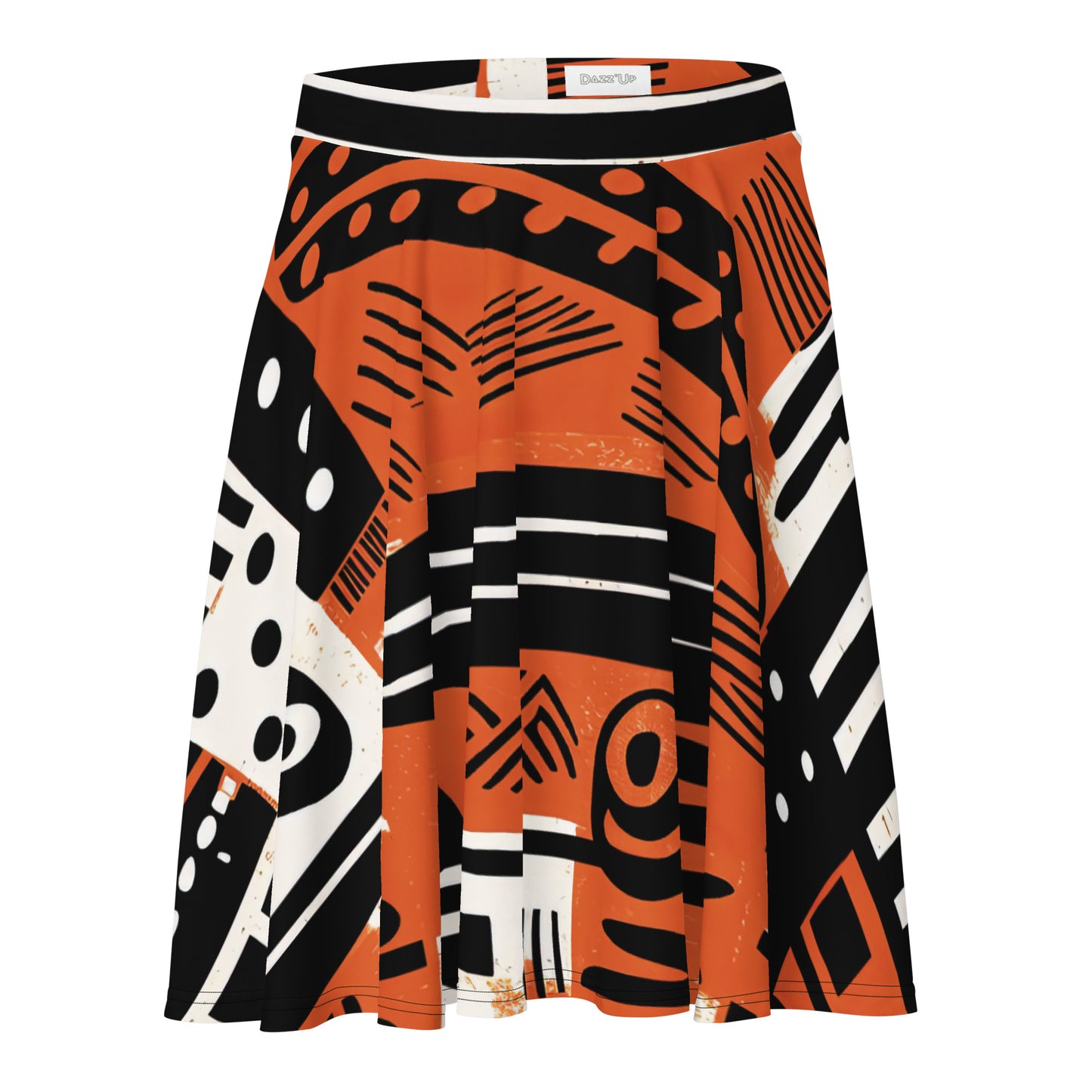 Skater Skirt | Afro Print Orange Dazz'Up Store