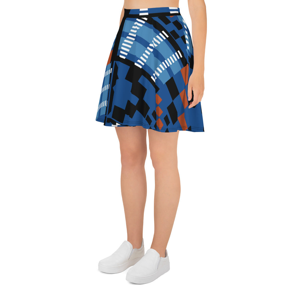 Skater Skirt | Afro print Kente Blue Dazz'Up Store