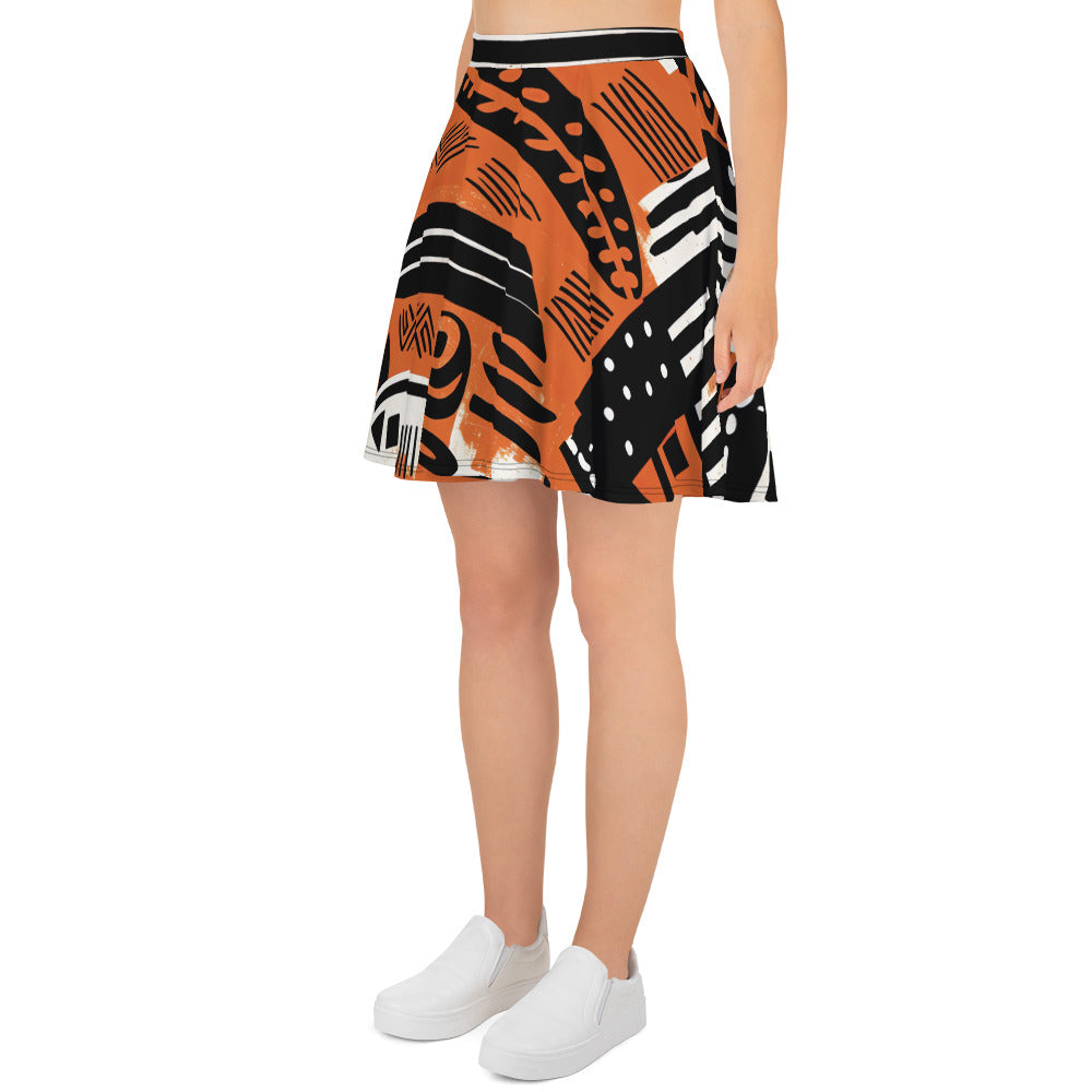 Skater Skirt | Afro Print Orange Dazz'Up Store