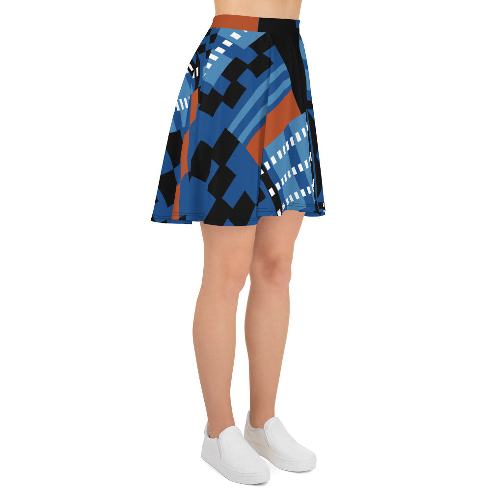 Skater Skirt | Afro print Kente Blue Dazz'Up Store