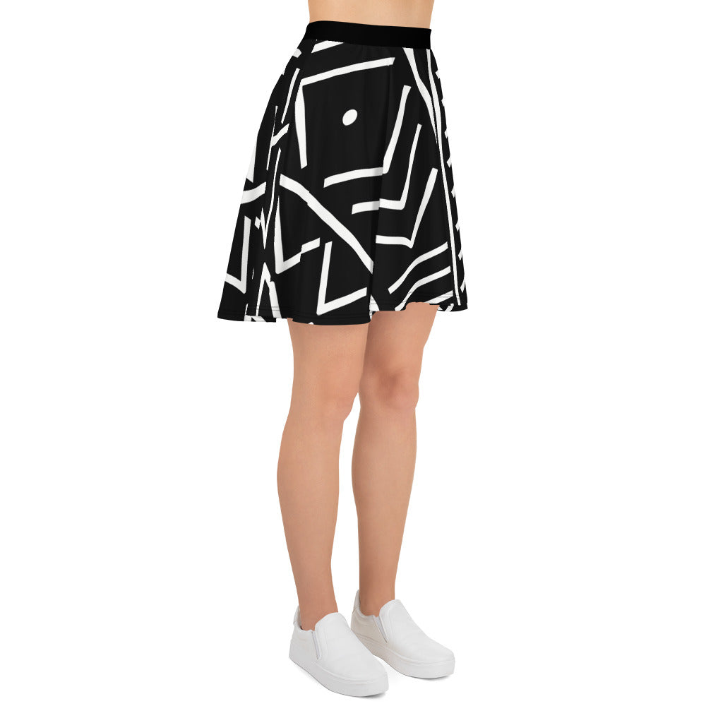 Skater Skirt | Afro Pattern Black & White Dazz'Up Store