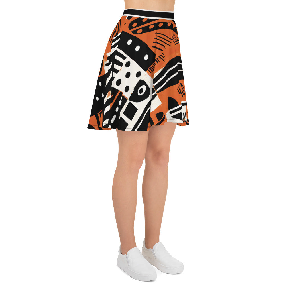 Skater Skirt | Afro Print Orange Dazz'Up Store