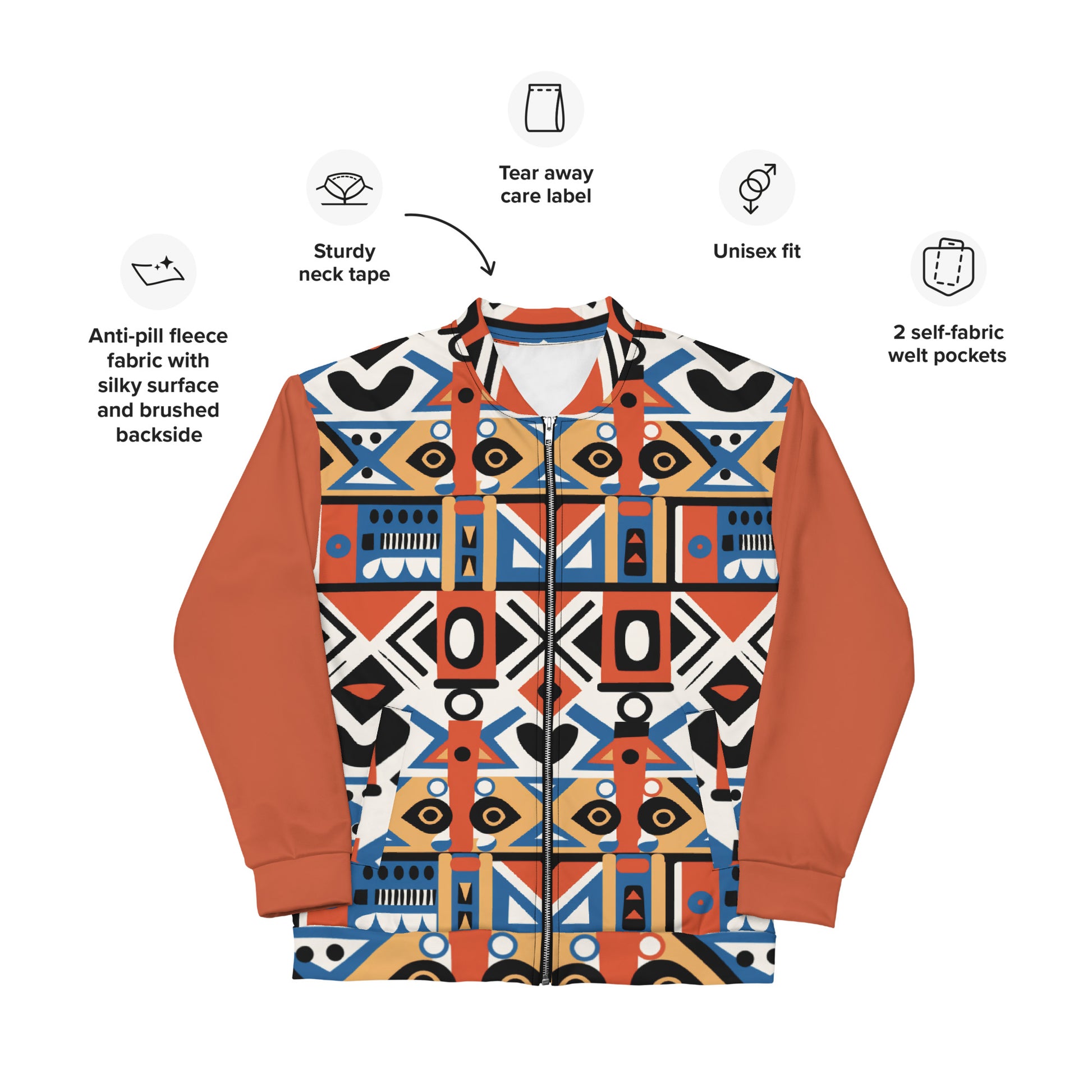 Unisex Bomber Jacket | Ndebele Orange Dazz'Up Store