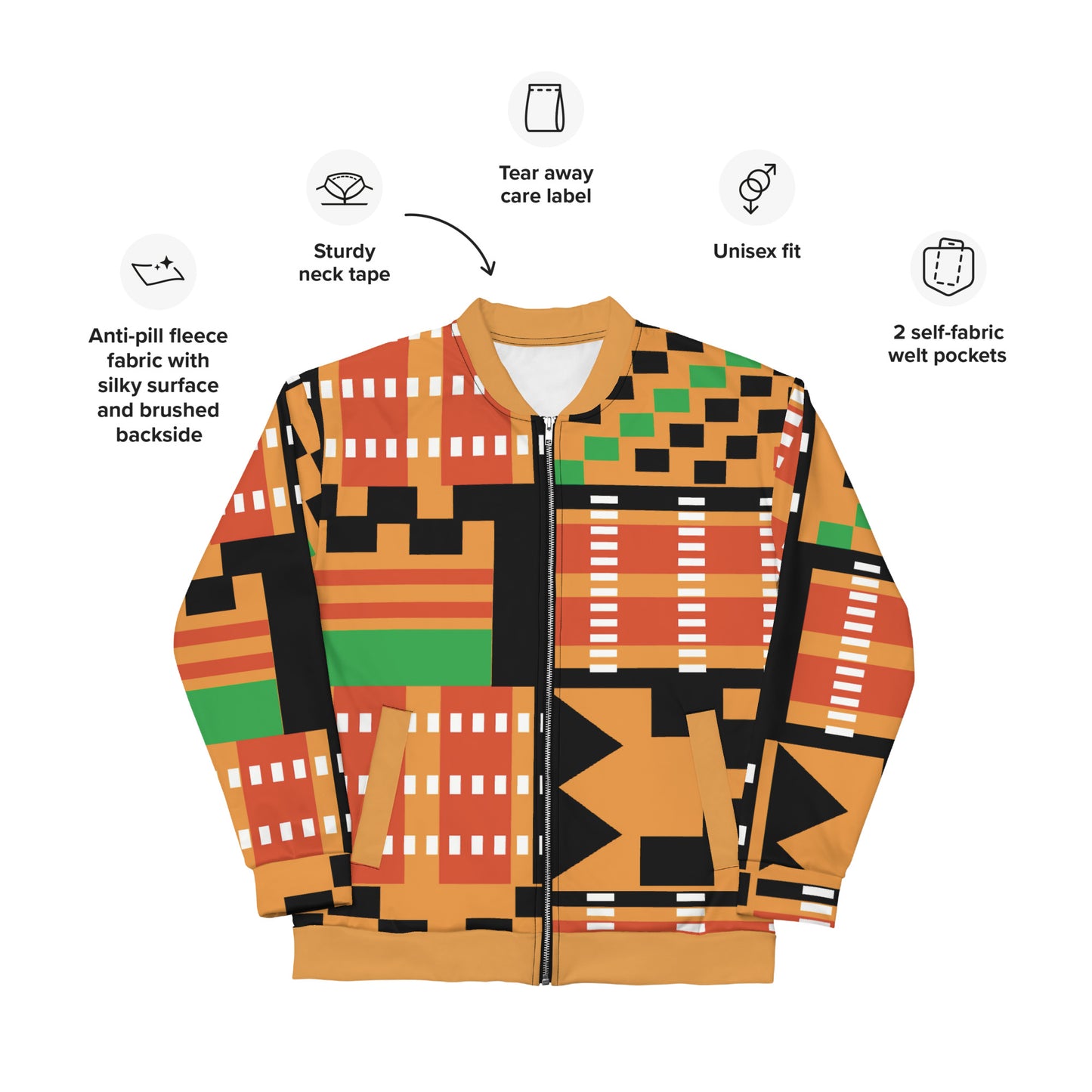 Unisex Jacket | Afro Print Kente Orange Dazz'Up Store