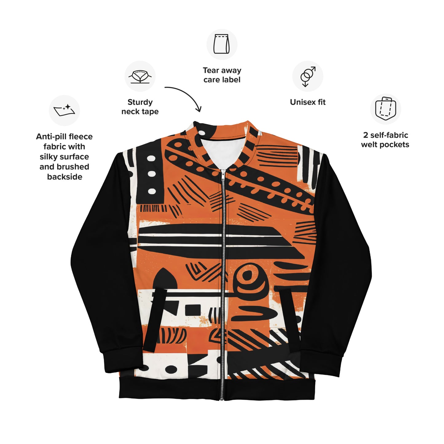 Unisex Jacket | Afro Print Orange/Black Dazz'Up Store