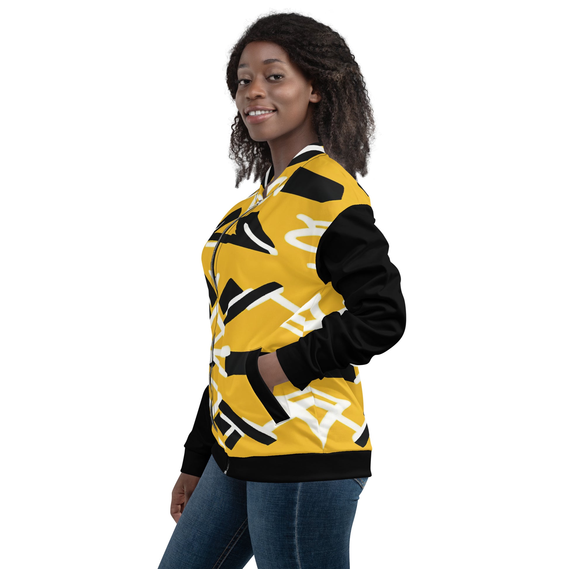 Unisex Bomber Jacket | Afro Print Yellow Dazz'Up Store