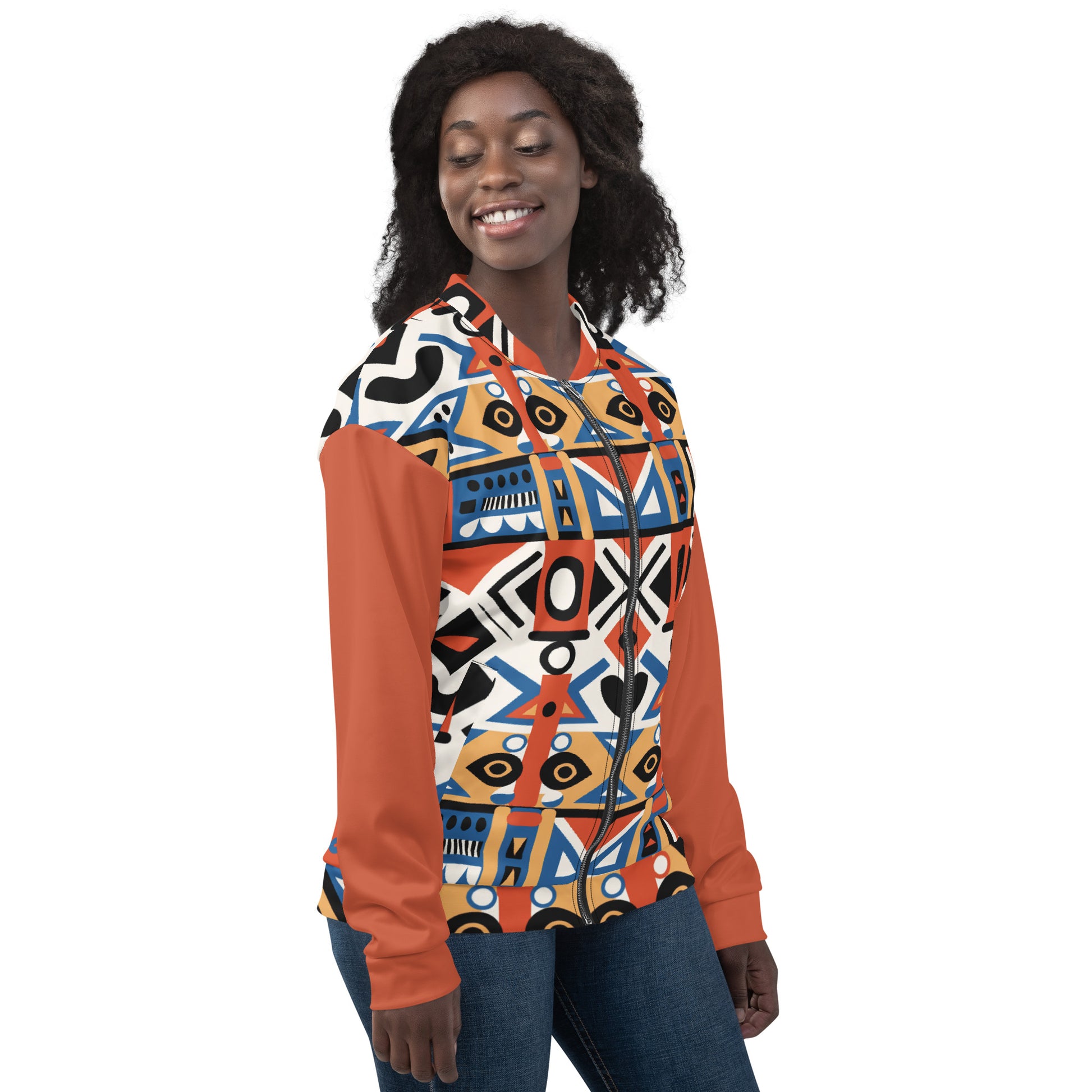 Unisex Bomber Jacket | Ndebele Orange Dazz'Up Store