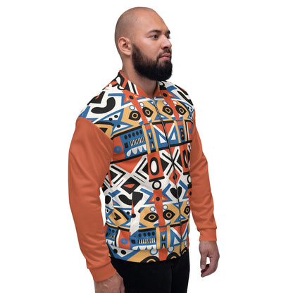 Unisex Bomber Jacket | Ndebele Orange Dazz'Up Store