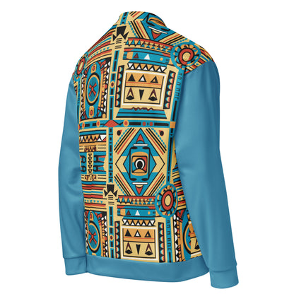 Unisex Bomber Jacket | Afro print Ndebele Blue Dazz'Up Store