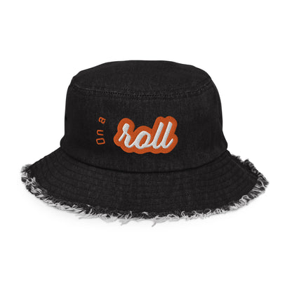 Dazz’Up Distressed embroidered  denim bucket hat | On a roll Dazz'Up Store