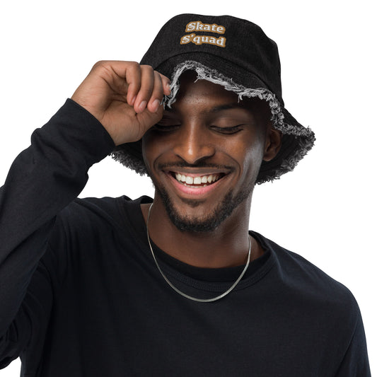 Dazz’Up Distressed embroidered denim bucket hat | Skate S’quad Dazz'Up Store