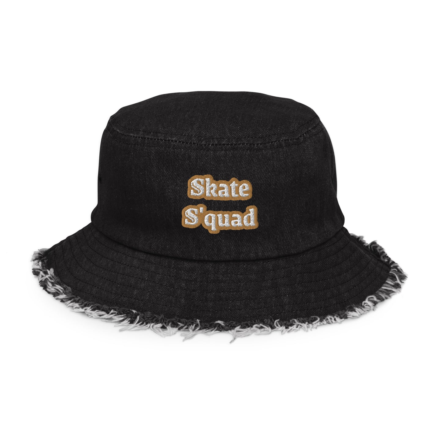 Dazz’Up Distressed embroidered denim bucket hat | Skate S’quad Dazz'Up Store