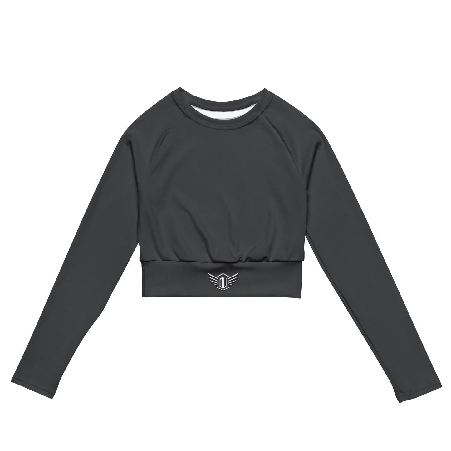 Sleek Long-Sleeve Crop Top for Activewear & Dancewear Charcoal | Flat front 