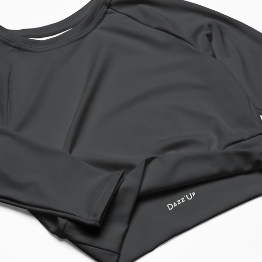 Sleek Long-Sleeve Crop Top for Activewear & Dancewear Charcoal | product details