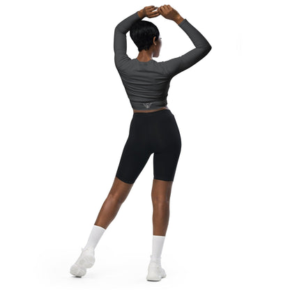 Sleek Long-Sleeve Crop Top for Activewear & Dancewear | Model back