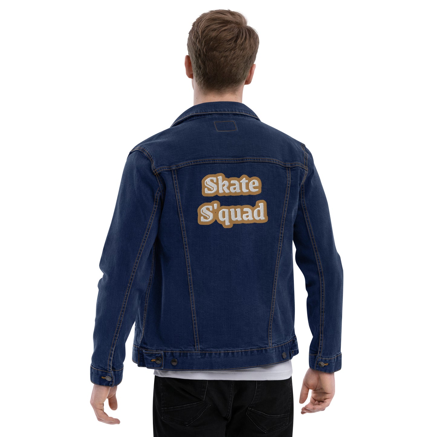 Dazz’Up Unisex denim jacket | « Skate S’quad » Old gold embroidery Dazz'Up Store