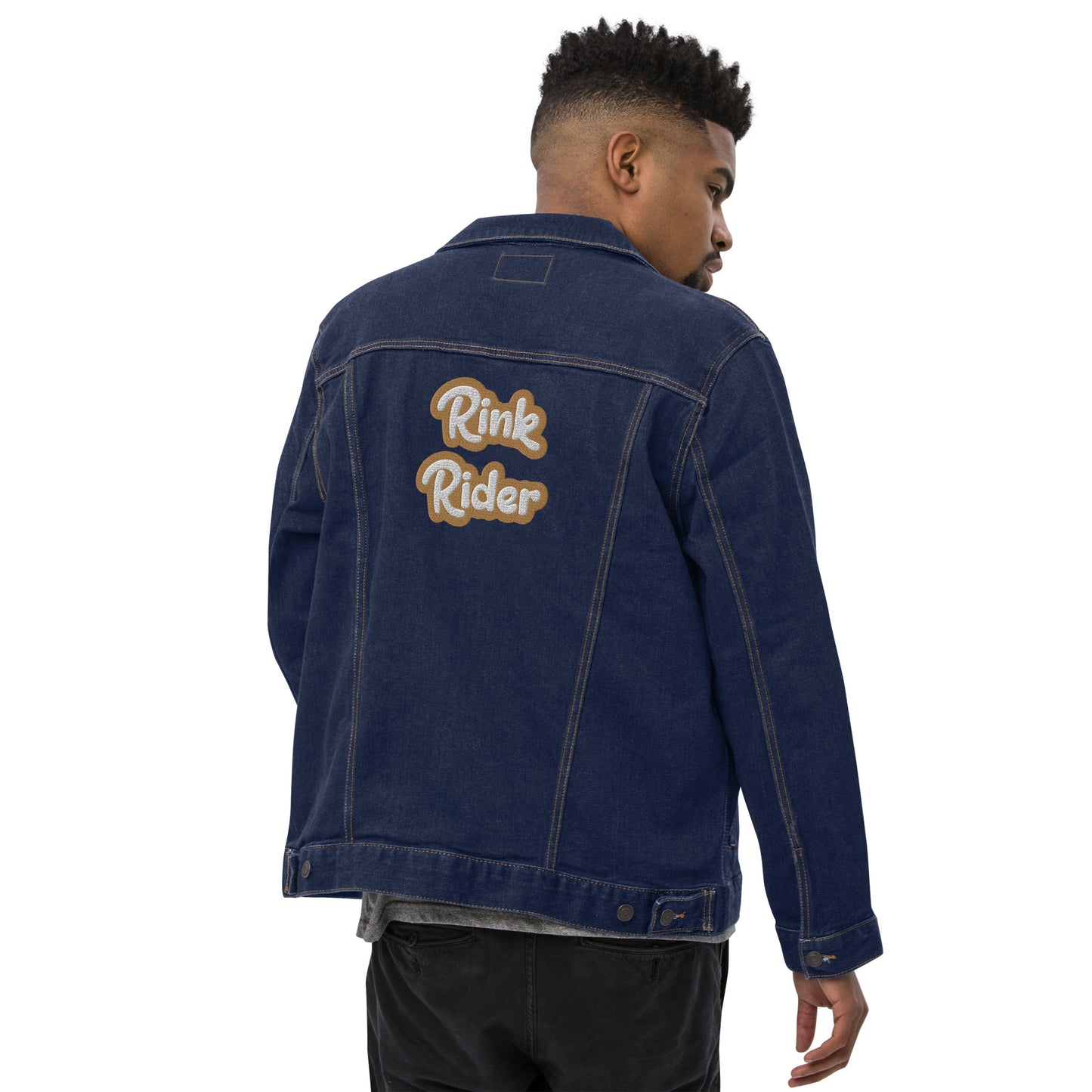 Dazz’Up Unisex denim jacket | « Rink Rider » Old gold embroidery Dazz'Up Store