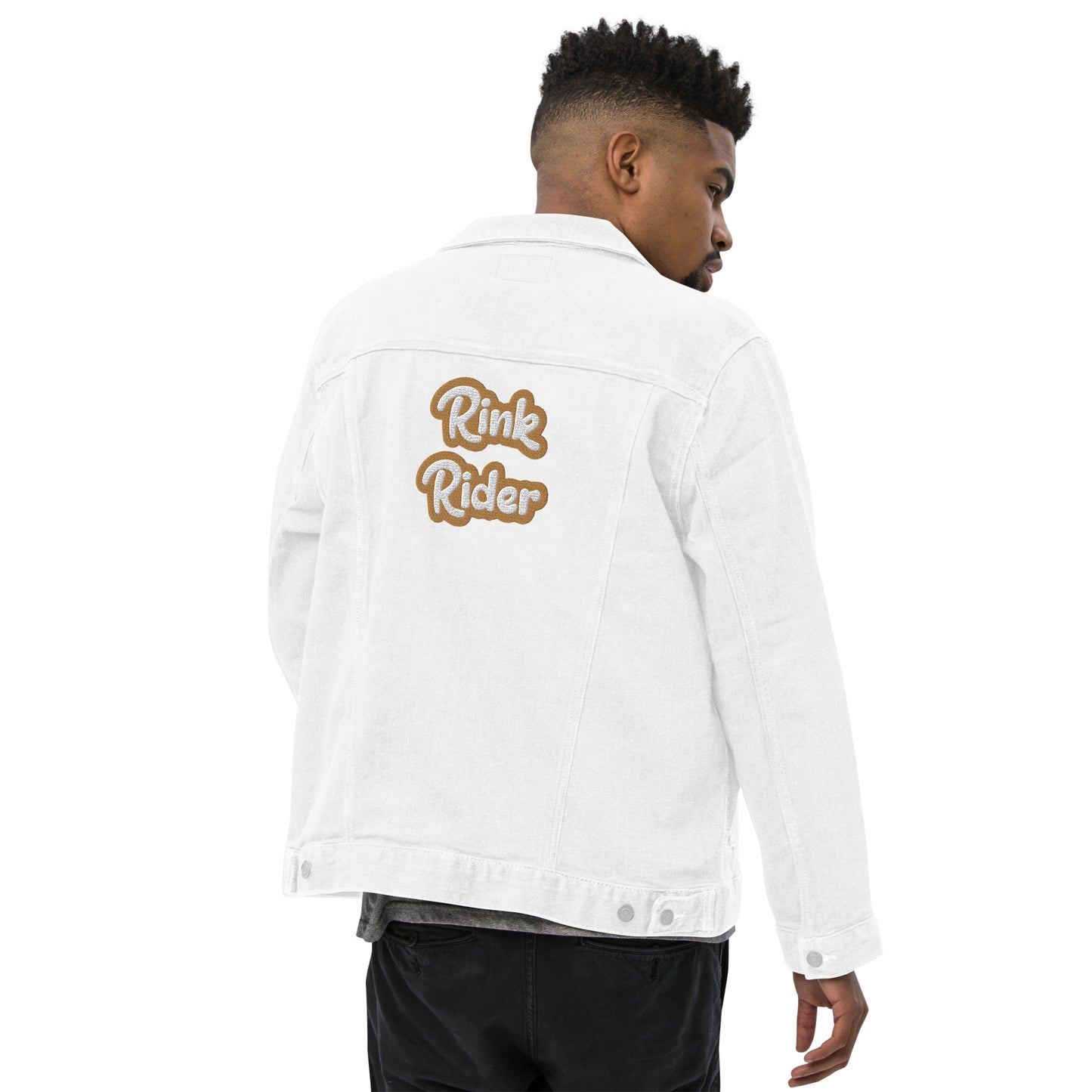 Dazz’Up Unisex denim jacket | « Rink Rider » Old gold embroidery Dazz'Up Store